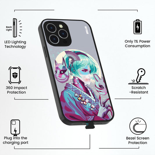 Witch Geisha LED iPhone Case with Black Frame iPhone 14 Pro Max