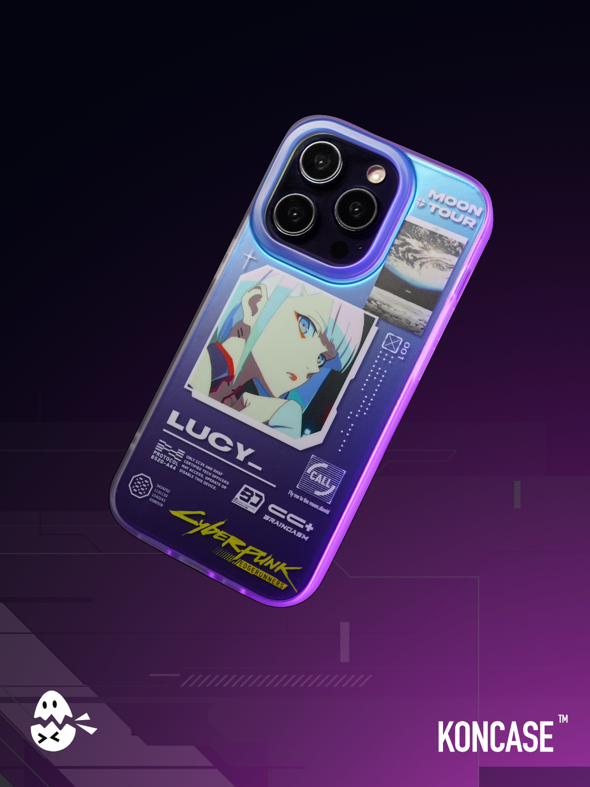 Anime Cyberpunk Phone Case Led Anime Girl LED Flash Case For